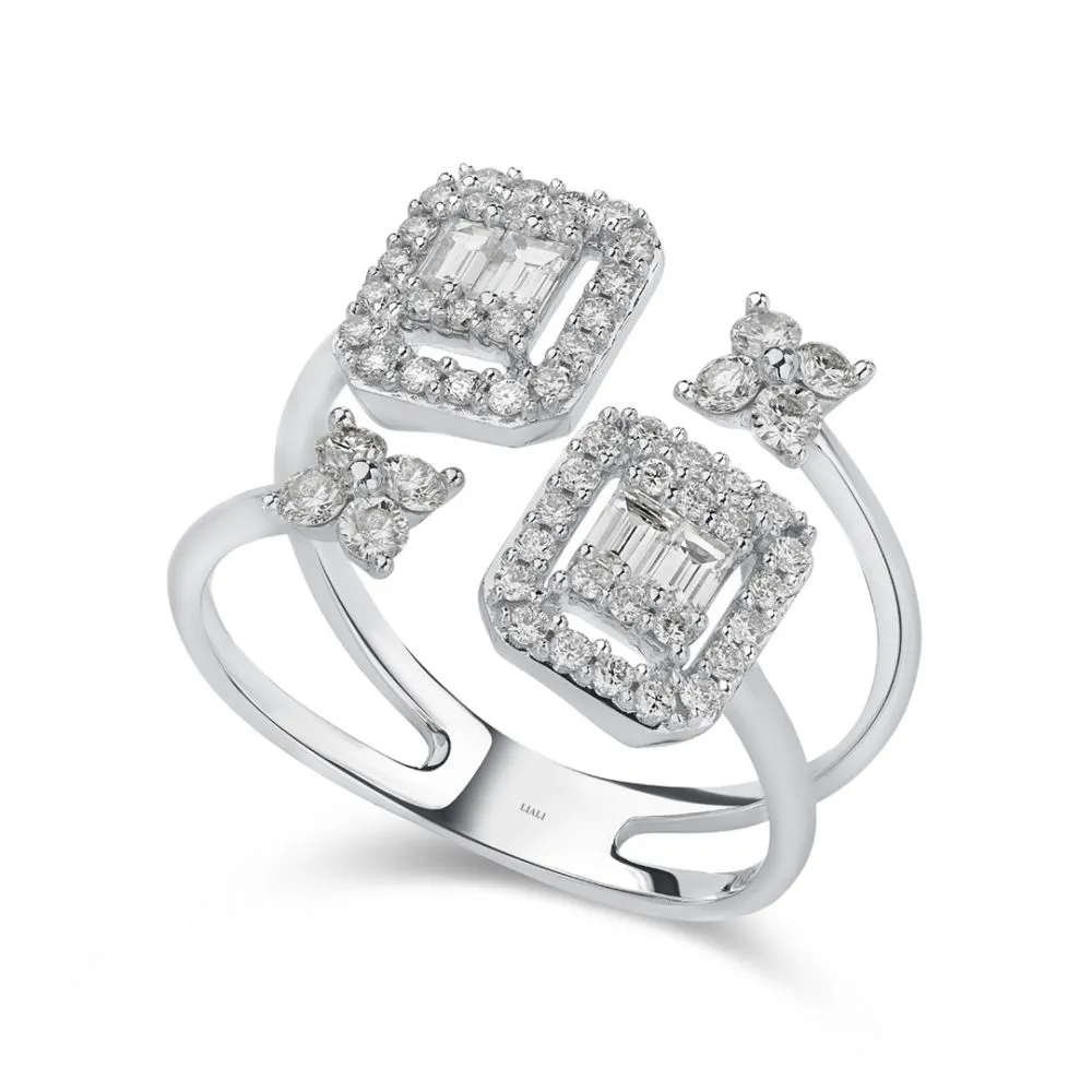 Split Rows diamond engagement ring