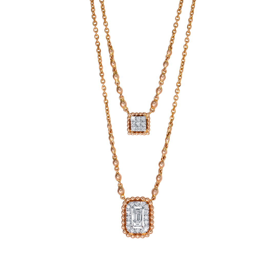 Rose Gold Emerald Cut Pendant Necklet